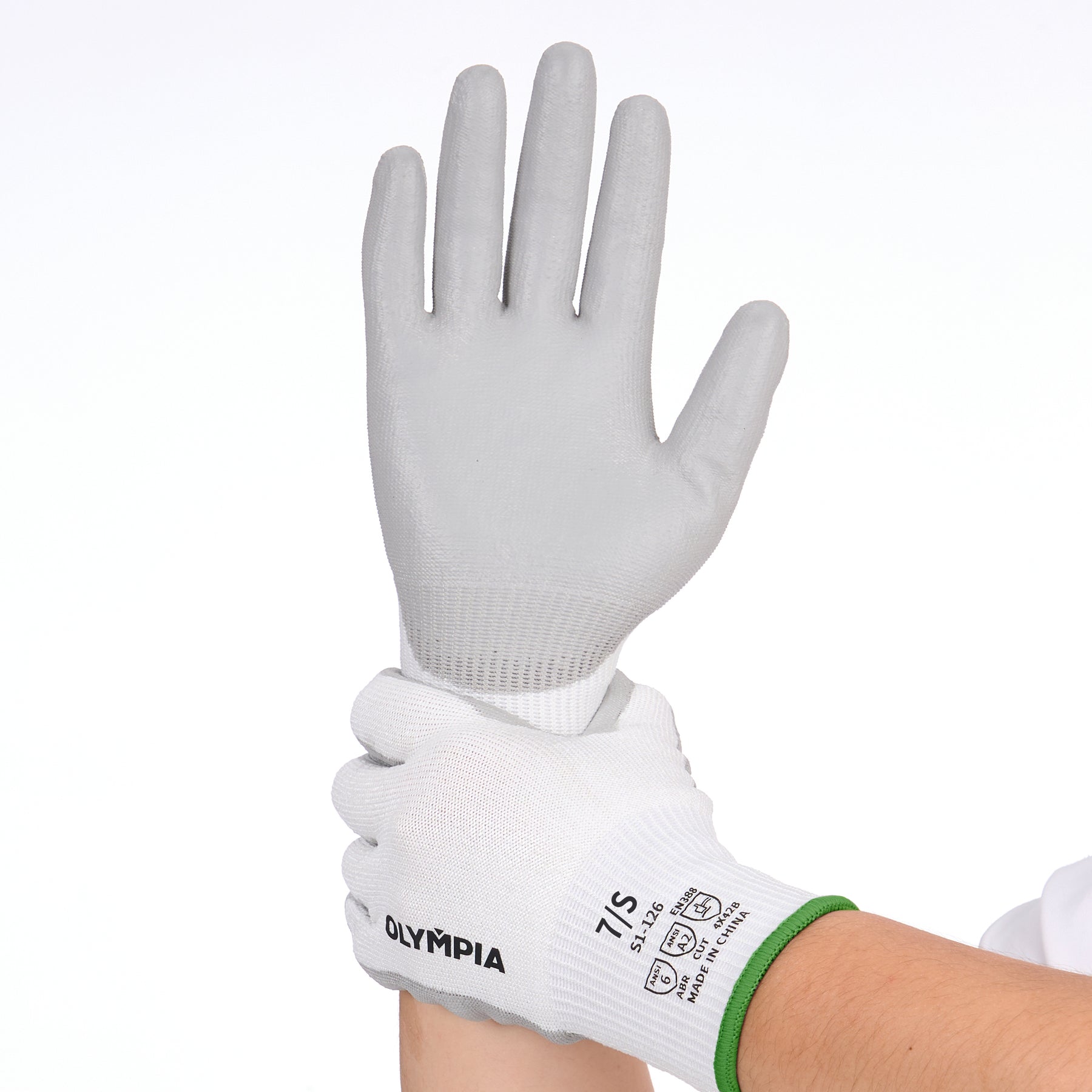 Cut Resistant Gloves, 13ga, Polyurethane Dip, S/7, 1 pair