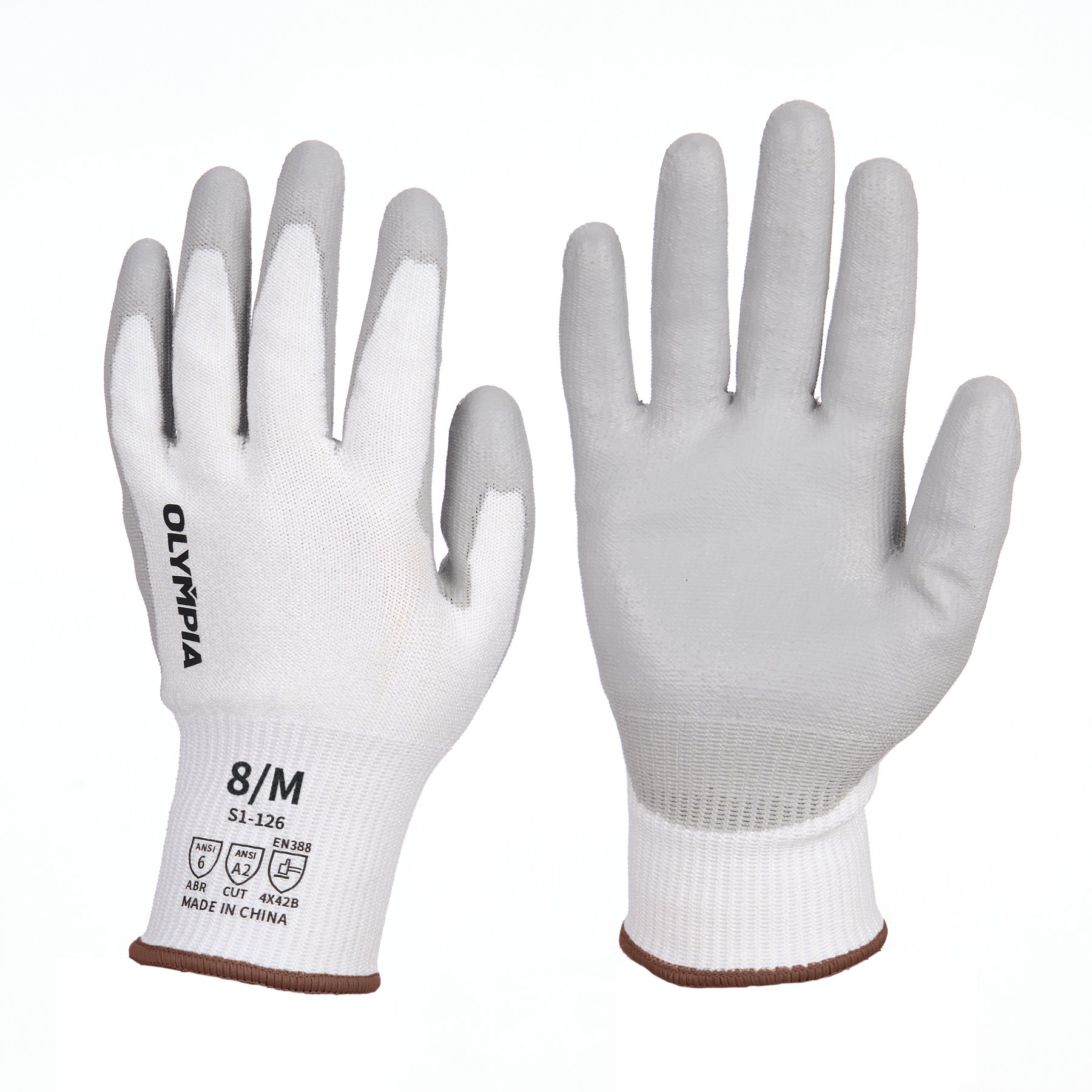 Cut Resistant Gloves, 13ga, Polyurethane Dip, M/8, 1 pair