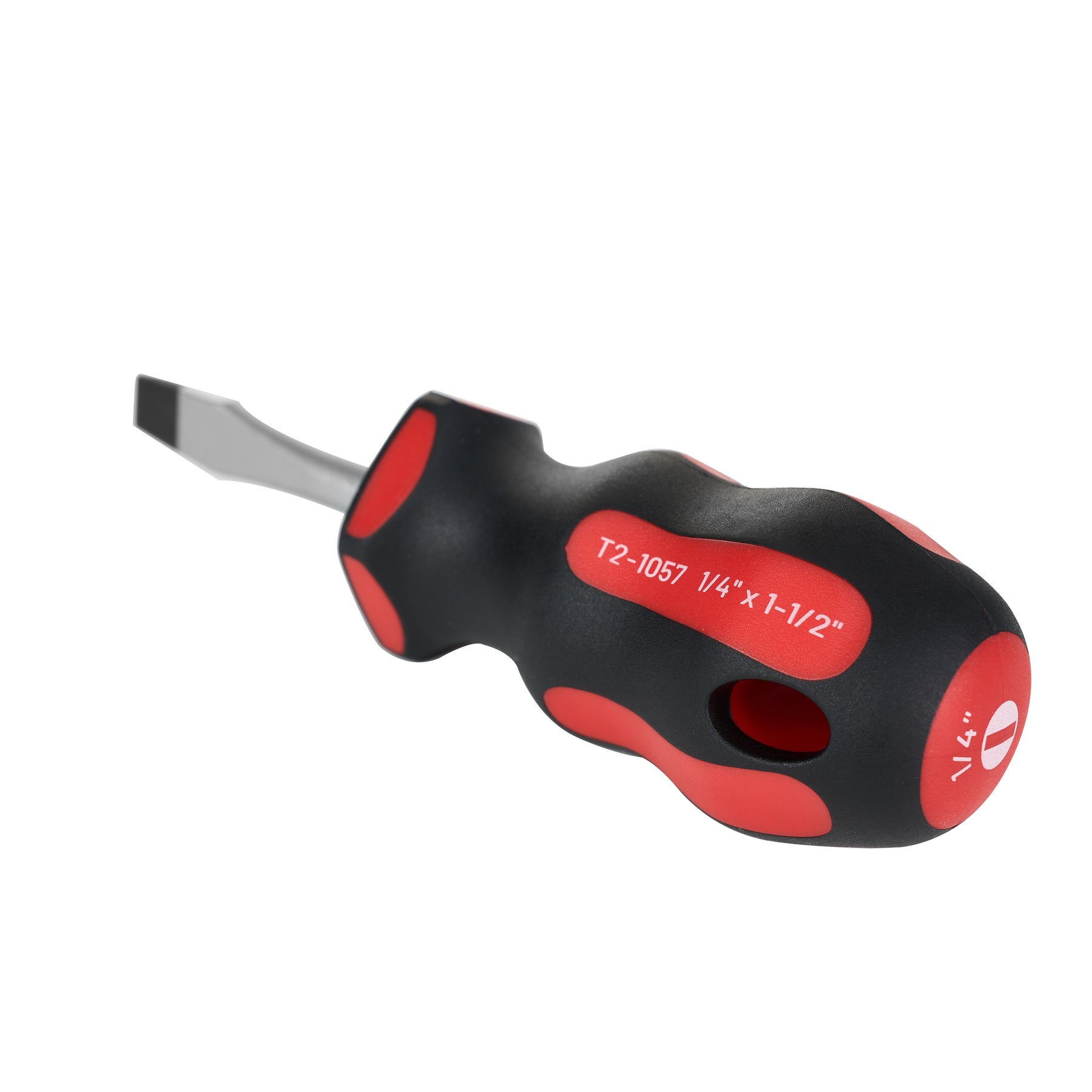 Magnetic Slotted Stubby Screwdriver 1/4 in – Soft Grip Ergonomic Handle, 1-1/2 in Shank, 4 in Overall