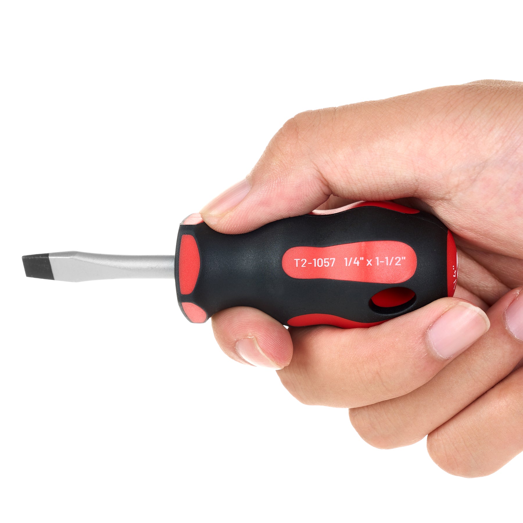 Magnetic Slotted Stubby Screwdriver 1/4 in – Soft Grip Ergonomic Handle, 1-1/2 in Shank, 4 in Overall