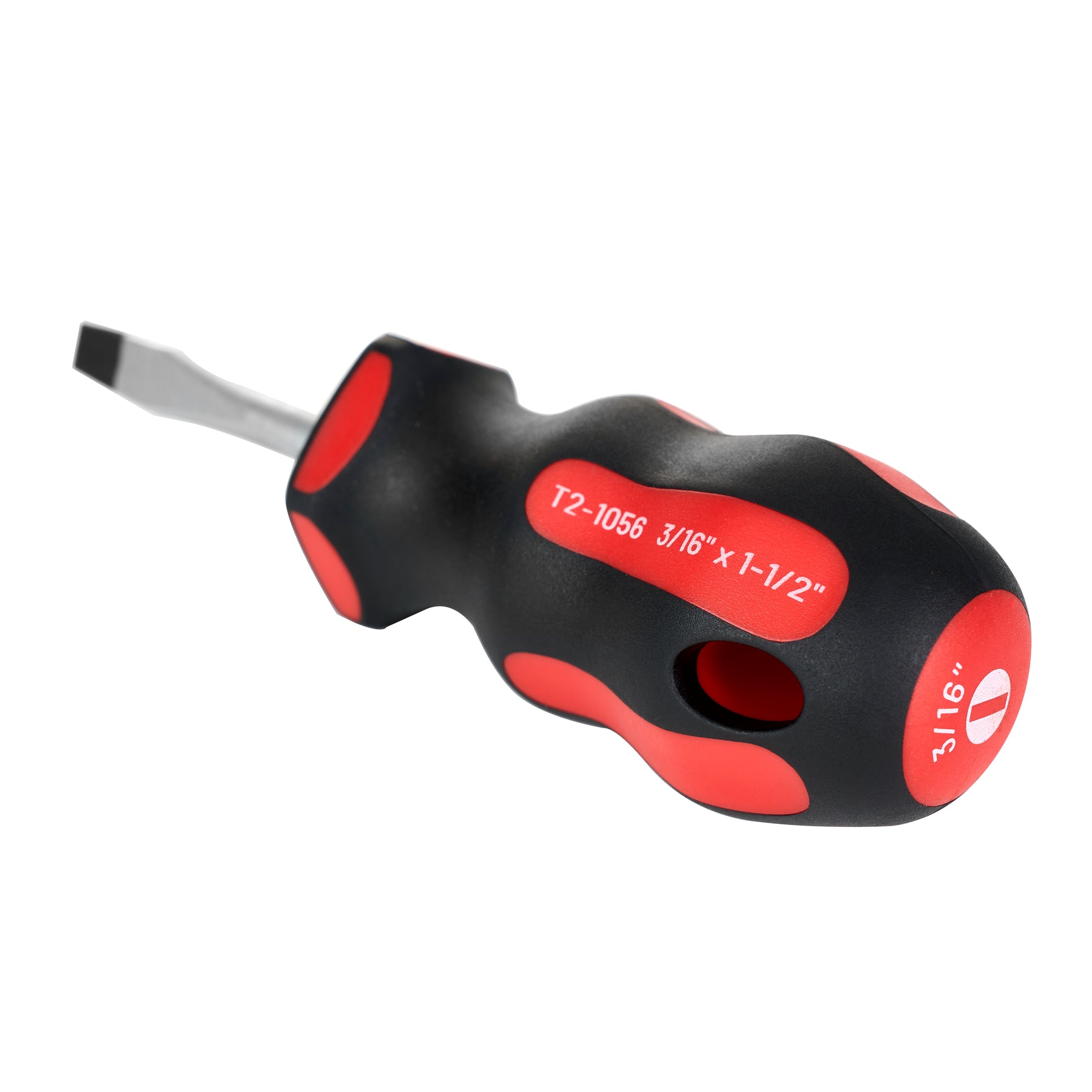 Magnetic Slotted Stubby Screwdriver 3/16 in – Soft Grip Ergonomic Handle, 1-1/2 in Shank, 4 in Overall