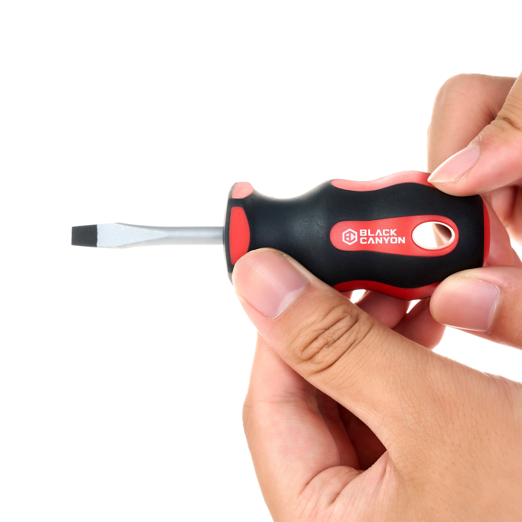 Magnetic Slotted Stubby Screwdriver 3/16 in – Soft Grip Ergonomic Handle, 1-1/2 in Shank, 4 in Overall