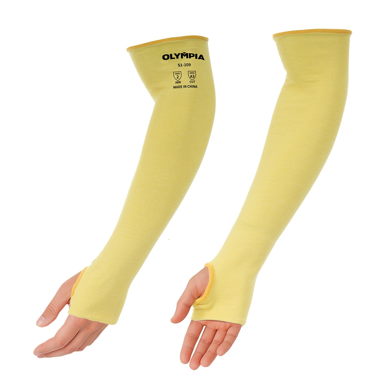 18" Aramid Cut-Resistant Sleeves w/Thumbhole, Cut Level A3, 1 Pair