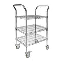 3-Shelf Chrome Utility Cart w/ Wheels, 550lb Capacity, 24" x 18" x 38"