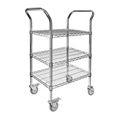 3-Shelf Chrome Utility Cart w/ Wheels, 550lb Capacity, 24" x 18" x 38"