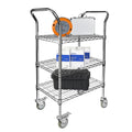 3-Shelf Chrome Utility Cart w/ Wheels, 550lb Capacity, 24" x 18" x 38"