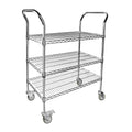 3-Shelf Chrome Utility Cart w/ Wheels, 550lb Capacity, 36" x 18" x 38"