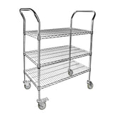 3-Shelf Chrome Utility Cart w/ Wheels, 550lb Capacity, 36" x 18" x 38"