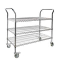 3-Shelf Chrome Utility Cart w/ Wheels, 550lb Capacity, 47" x 18" x 38"