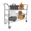 3-Shelf Chrome Utility Cart w/ Wheels, 550lb Capacity, 47" x 18" x 38"