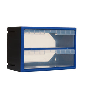 2-Drawer Small Parts Cabinet, Stackable, Clear, 14.17 × 7.09 × 9.45 in
