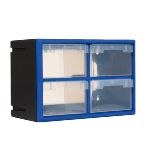 4-Drawer Small Parts Cabinet, Stackable, Clear, 14.17 × 7.09 × 9.45 in