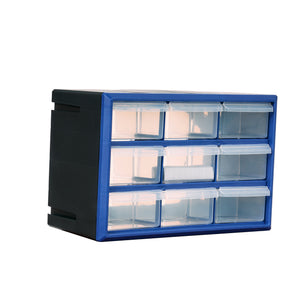 9-Drawer Small Parts Cabinet, Stackable, Clear, 14.17 × 7.09 × 9.45 in