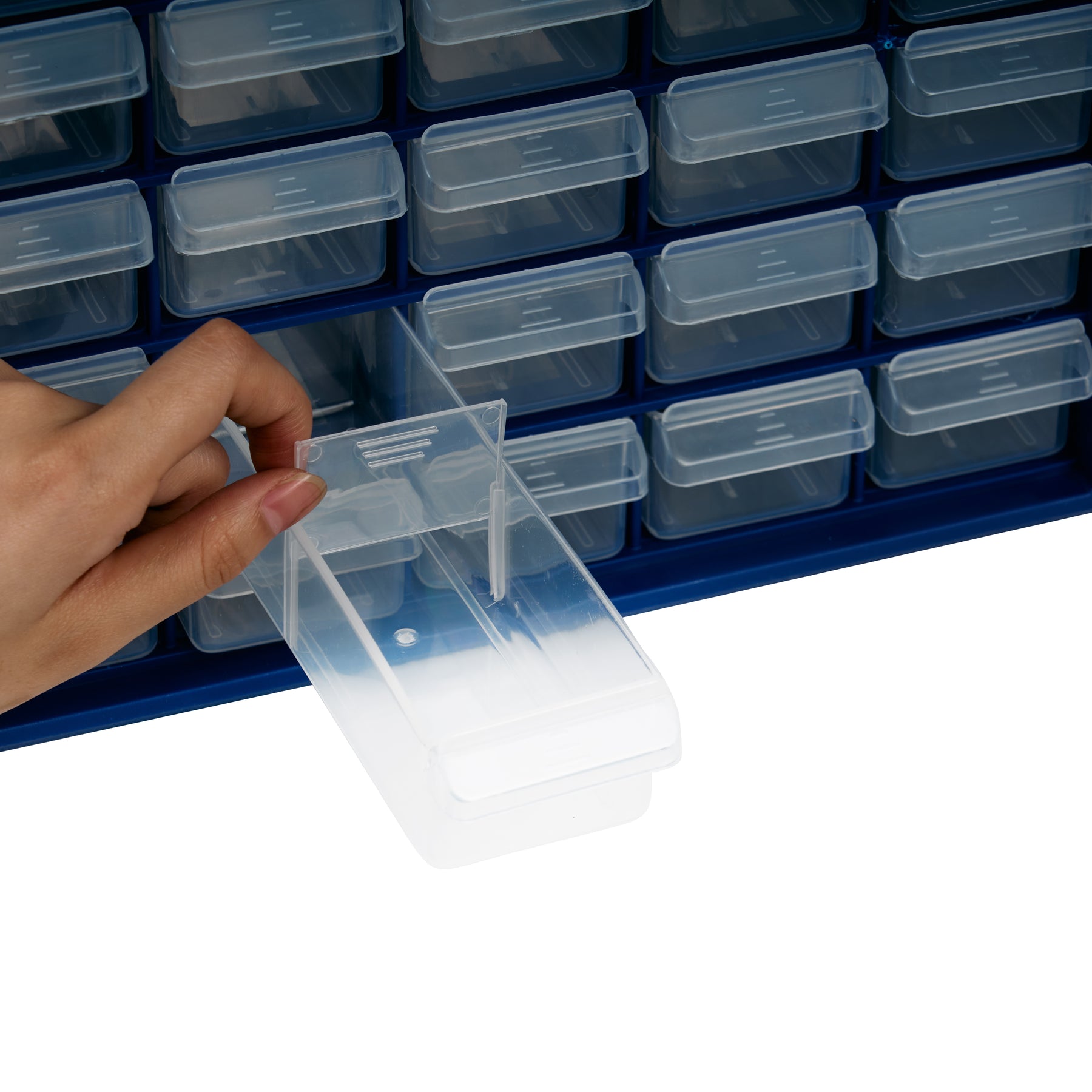 30-Drawer Small Parts Cabinet, Stackable, Clear, 14.17 × 7.09 × 9.45 in