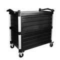 Dual-Handle Enclosed Utility Service Cart, 3 Shelves, 440 lb. Capacity, Black