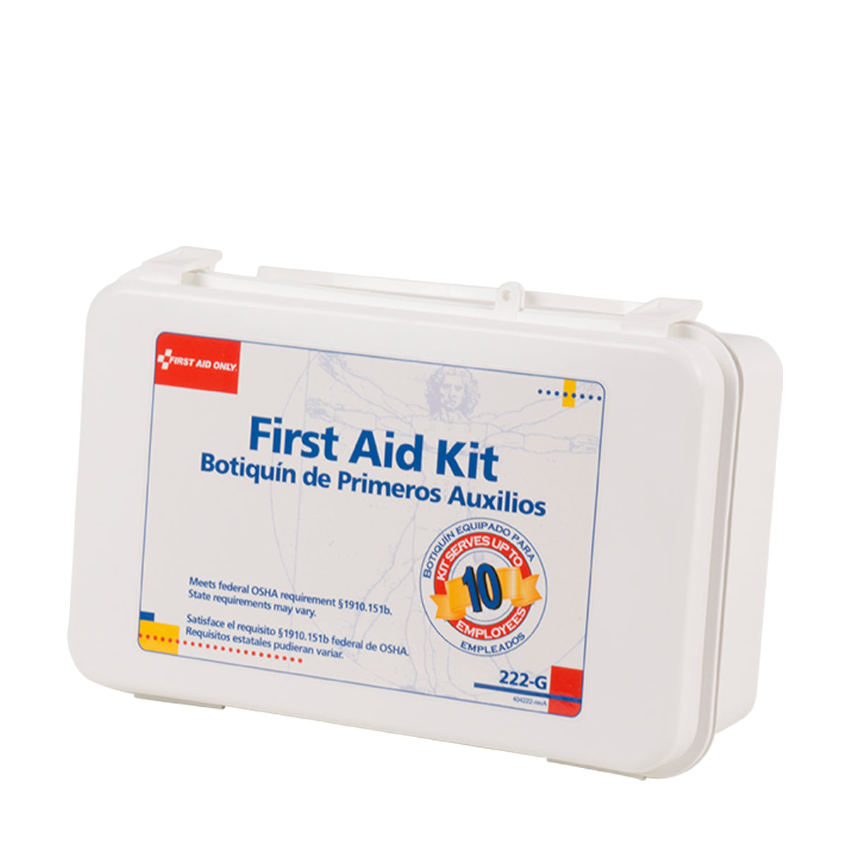 10-Person General First Aid Kit: 42 Components, Wall-Mountable, 8x4