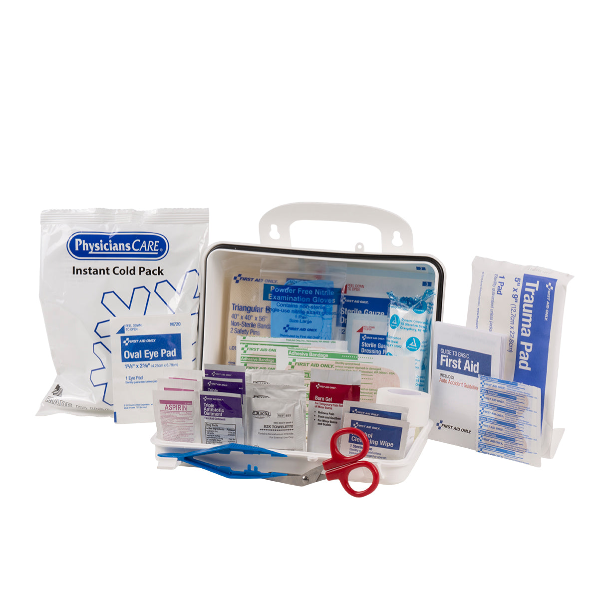 10-Person General First Aid Kit: 42 Components, Wall-Mountable, 8x4