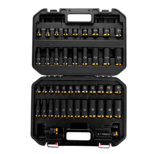 3/8 in Drive Impact Socket Set, 6-Point, Metric/SAE, 45 Piece