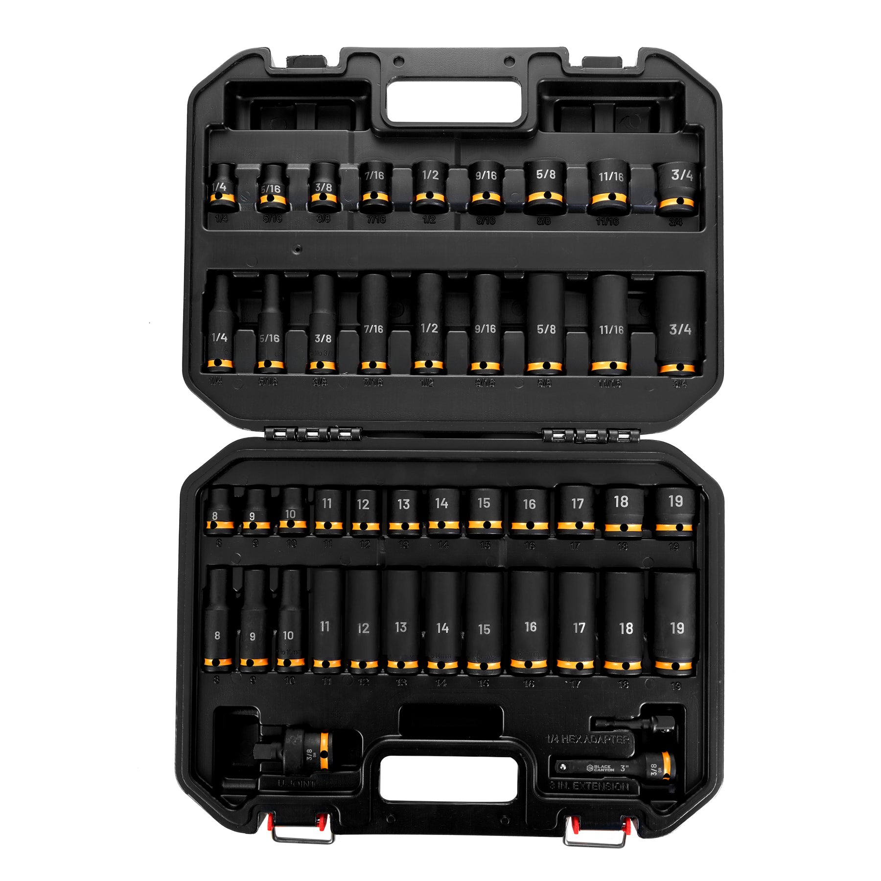 3/8 in Drive Impact Socket Set, 6-Point, Metric/SAE, 45 Piece