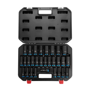 1/2 in Drive Impact Socket Set, 6-Point, Metric/SAE, 29 Piece