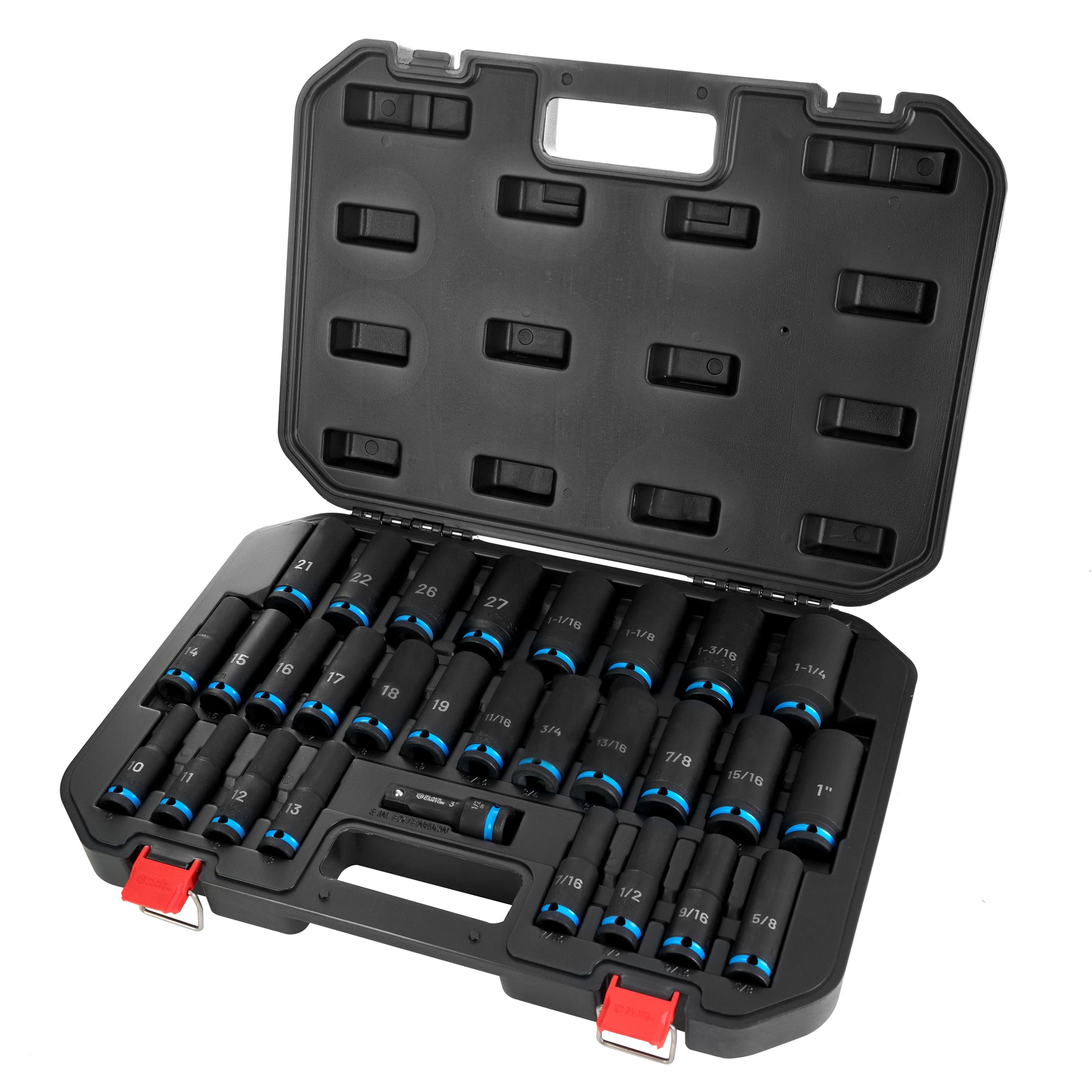 1/2 in Drive Impact Socket Set, 6-Point, Metric/SAE, 29 Piece