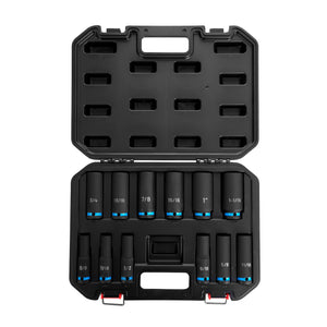 1/2 in Drive Impact Socket Set, 6-Point, SAE, 12 Piece