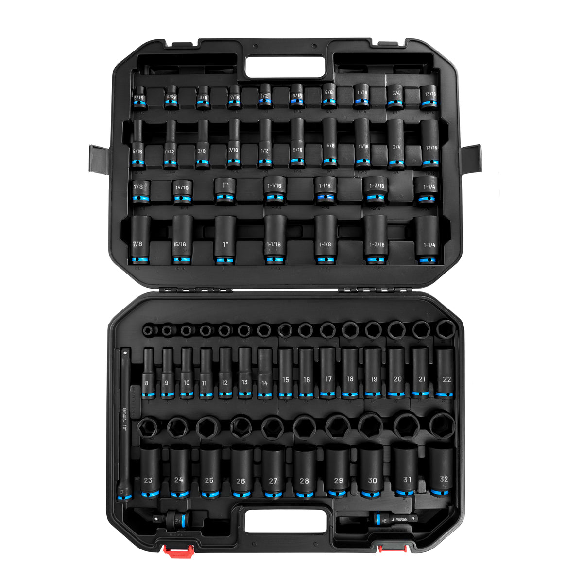 29-Piece 1/2 Inch Drive Impact Socket Set - SAE & Metric Sockets With Extension Bars