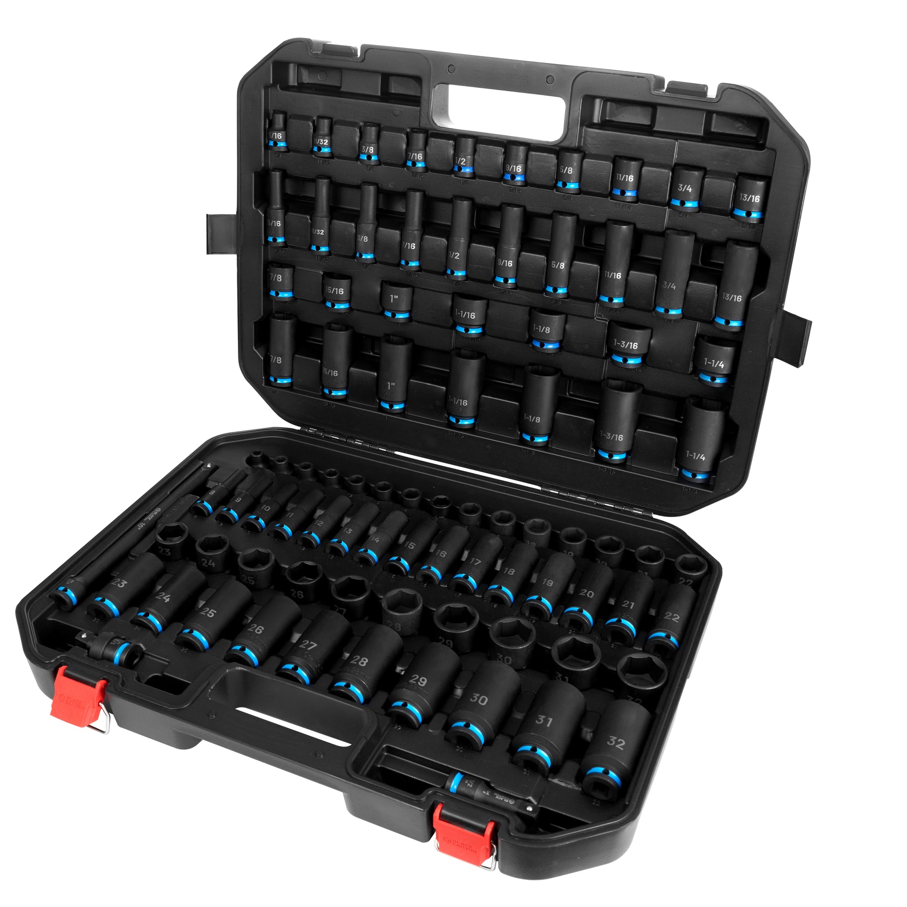 1/2 in Drive Impact Socket Set, 6-Point, Metric/SAE, 87 Piece