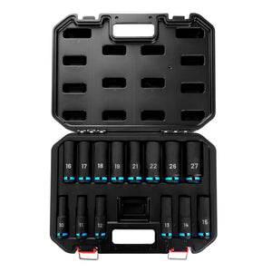 1/2 in Drive Impact Socket Set, 6-Point, Metric, 14 Piece