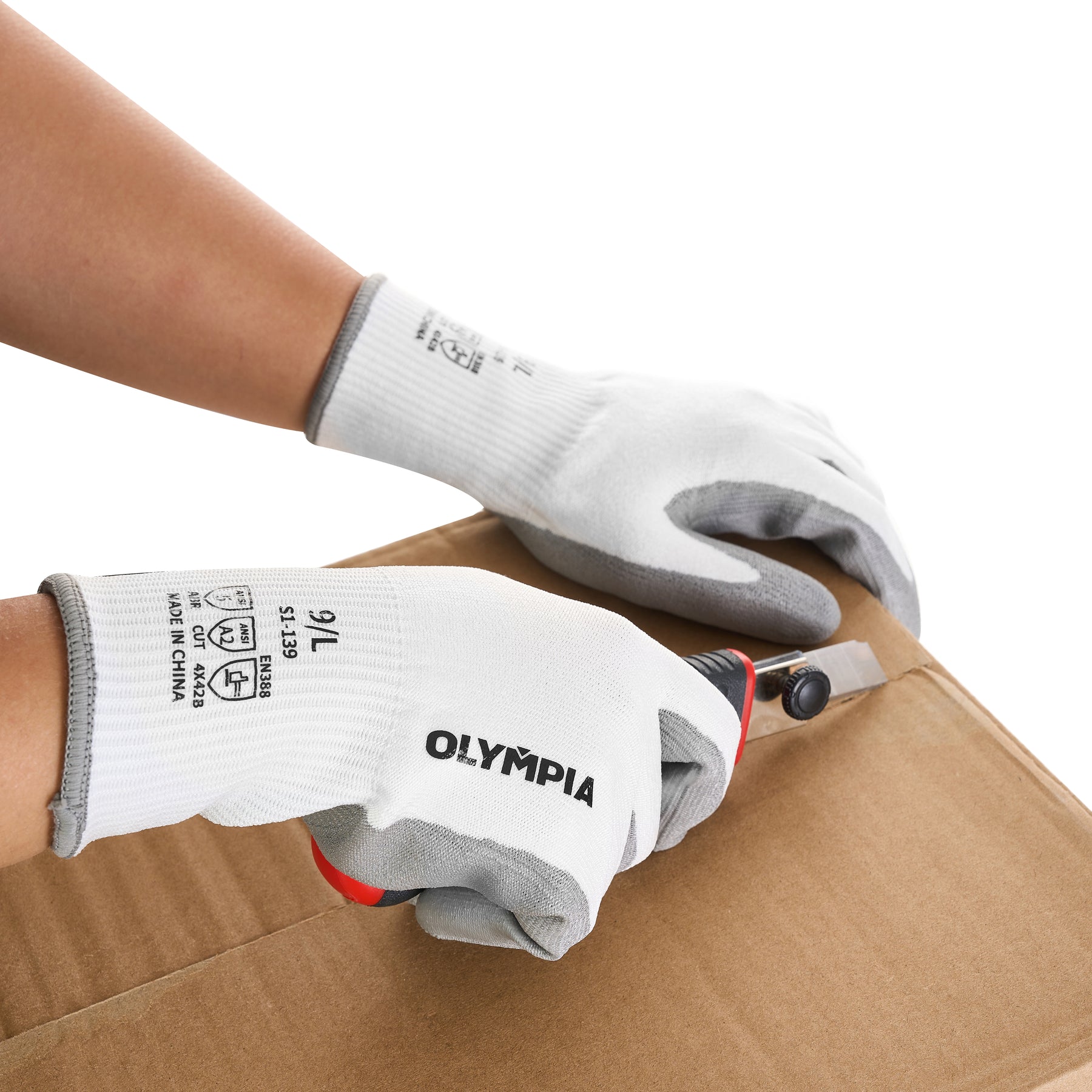 Cut Resistant Gloves, 13ga, Polyurethane Dip, L/9, Cut Level A2, Abrasion Level 5, 12 pairs