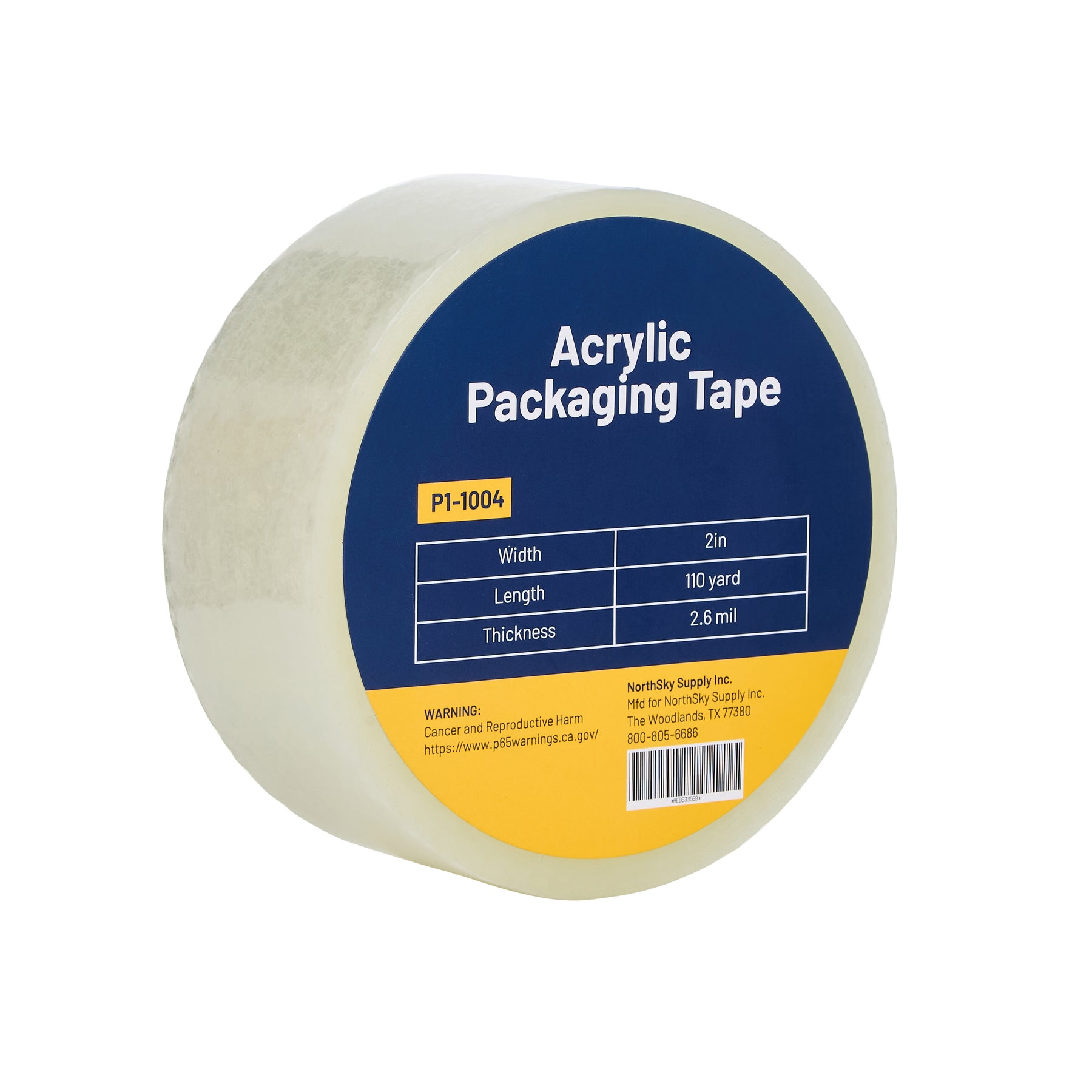 2 in Acrylic Packaging Tape, Clear, 2.6 mil, 110 yd Roll