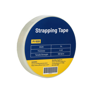 1 in Fiberglass Strapping Tape, White, 4 mil, 60 yd Roll