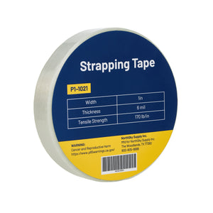1 in Fiberglass Strapping Tape, White, 6 mil, 60 yd Roll