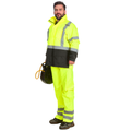 High-Visibility Rainsuit, ANSI Class 3, Lime, S/M, Pkg of 1 Set