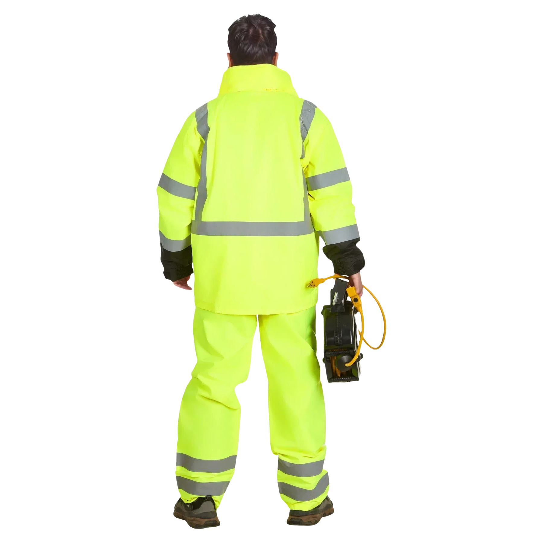 High-Visibility Rainsuit, ANSI Class 3, Lime, S/M, Pkg of 1 Set