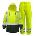 High-Visibility Rainsuit, ANSI Class 3, Lime, 4XL/5XL, Pkg of 1 Set