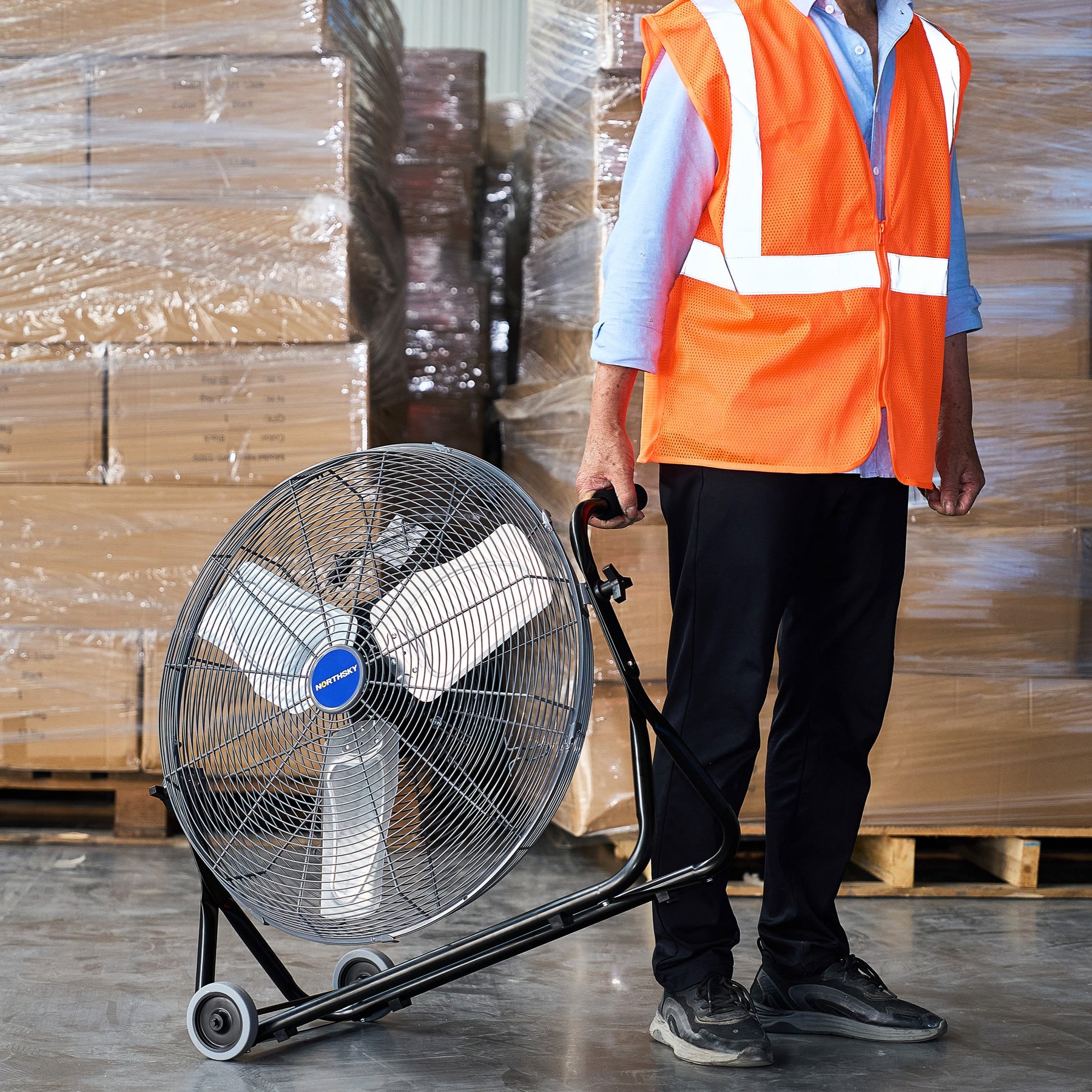 24 in Workstation Floor Fan, 4,950 CFM, 3 Speeds, 1/4 HP