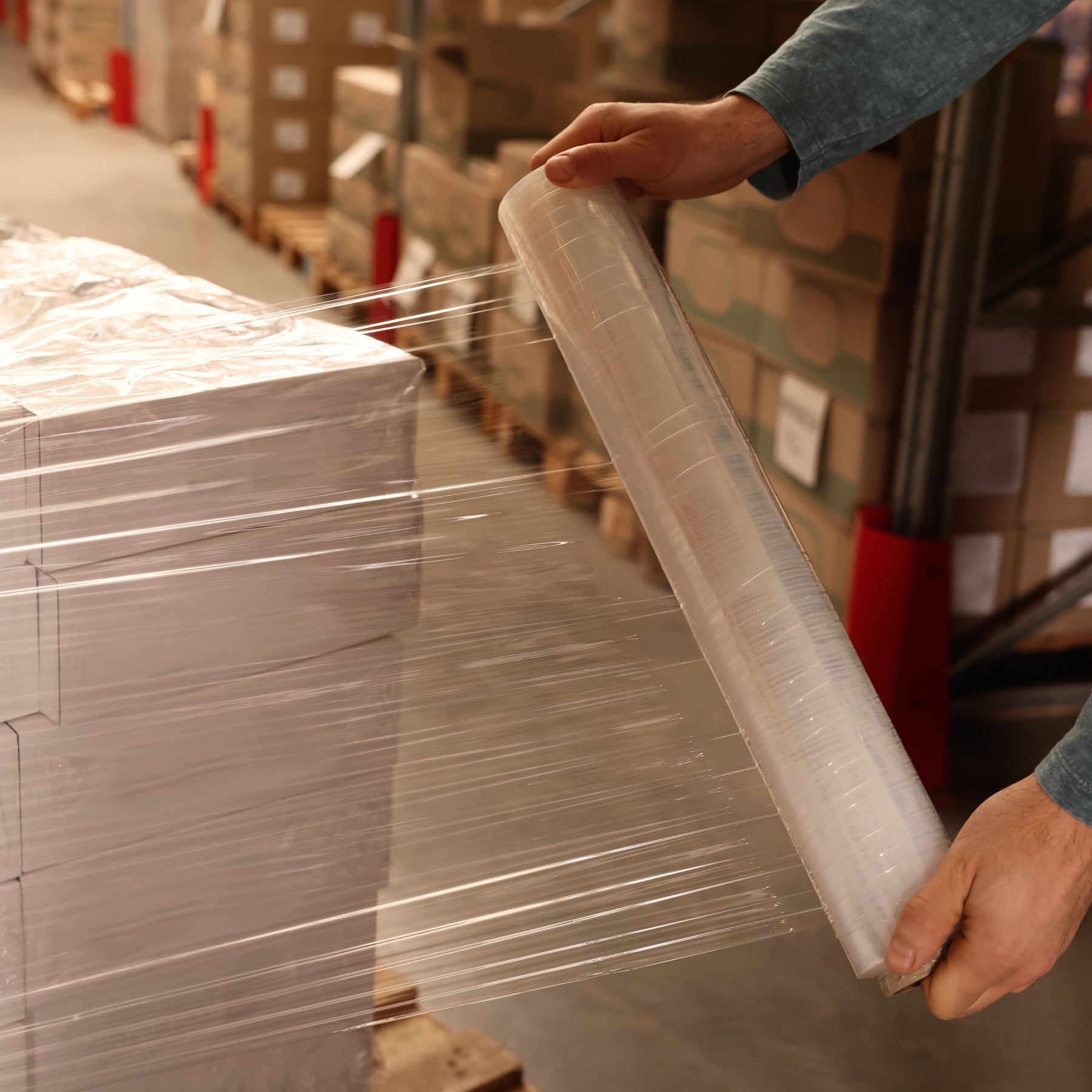 Stretch Wrap Film, Cast, 90 Gauge, 18" x 1500', 4 Rolls