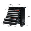 Rolling Tool Cabinet and Flip-Top Chest, 10 Drawers, 27" x 18", Black