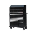 Rolling Tool Cabinet and Flip-Top Chest, 16 Drawers, 42" x 18", Black