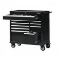 Rolling Tool Cabinet and Flip-Top Chest, 16 Drawers, 42" x 18", Black