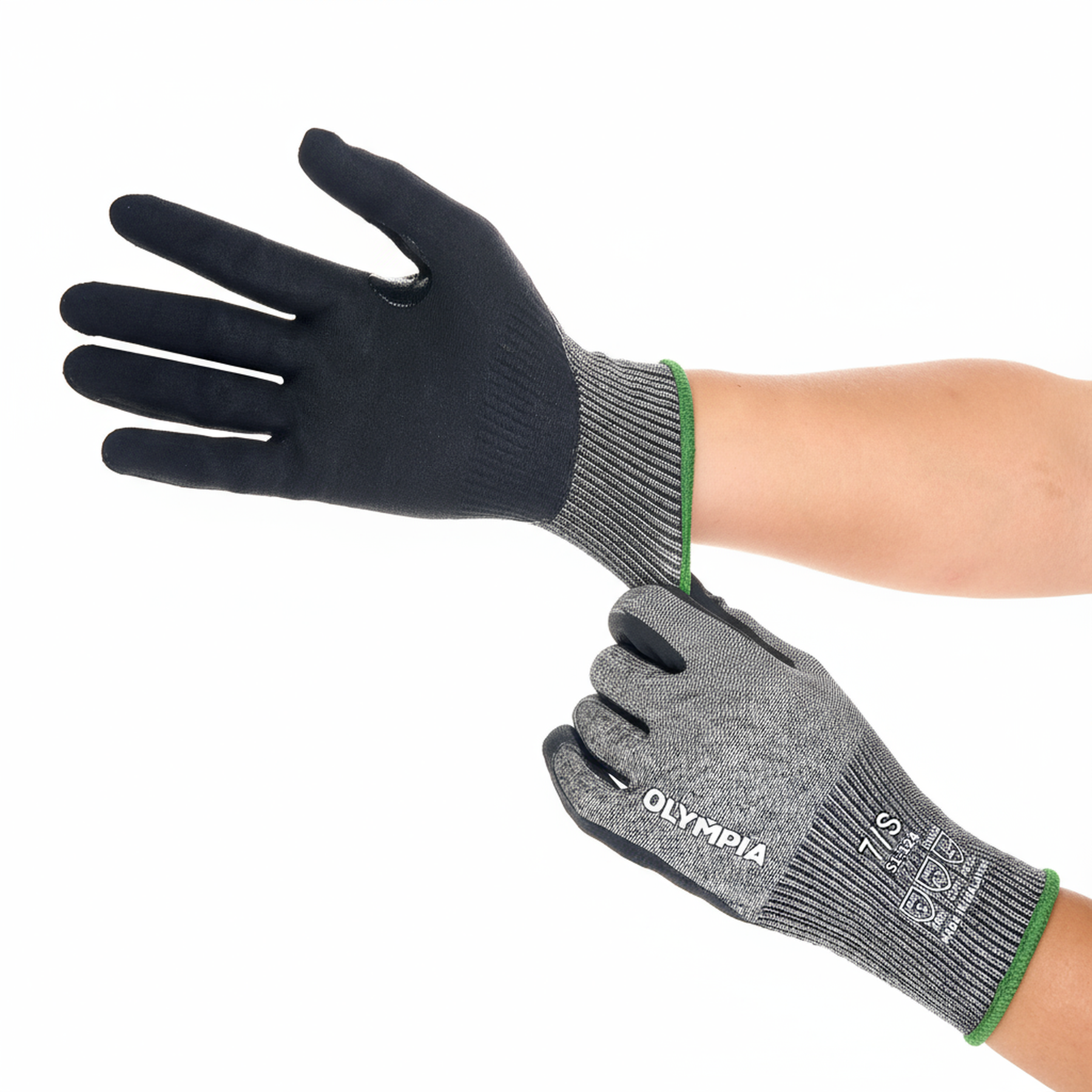 Knit Gloves, Size S, Foam, Gray / Black, Cut Level A3, Abrasion Level 5,