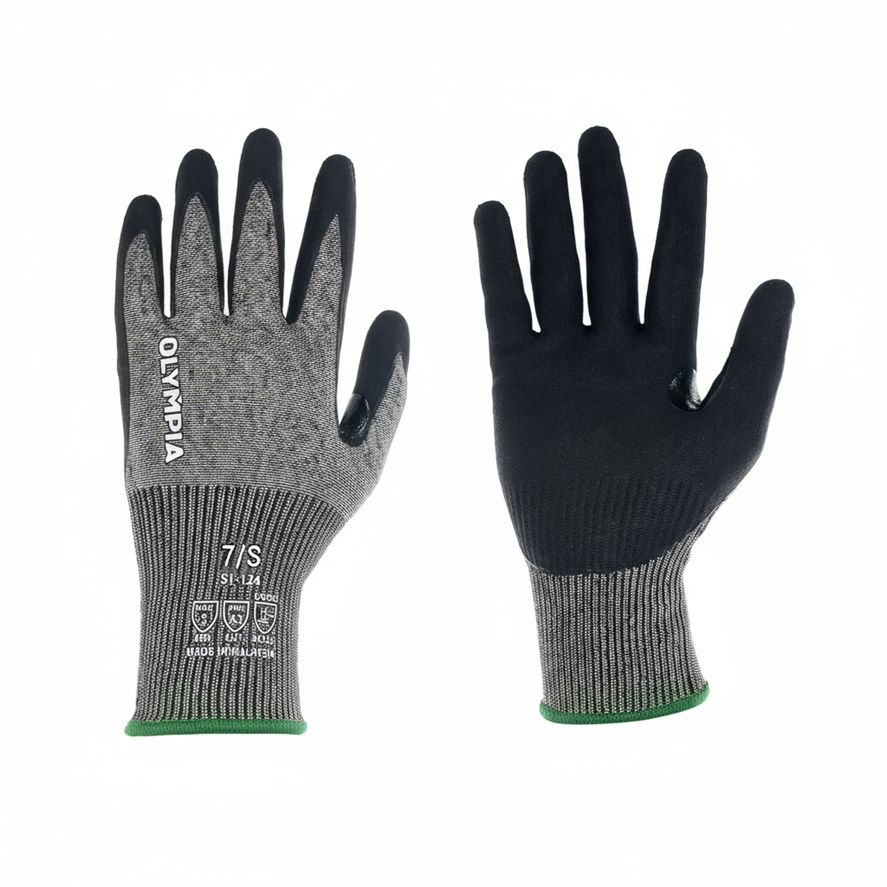 Knit Gloves, Size S, Foam, Gray / Black, Cut Level A3, Abrasion Level 5,