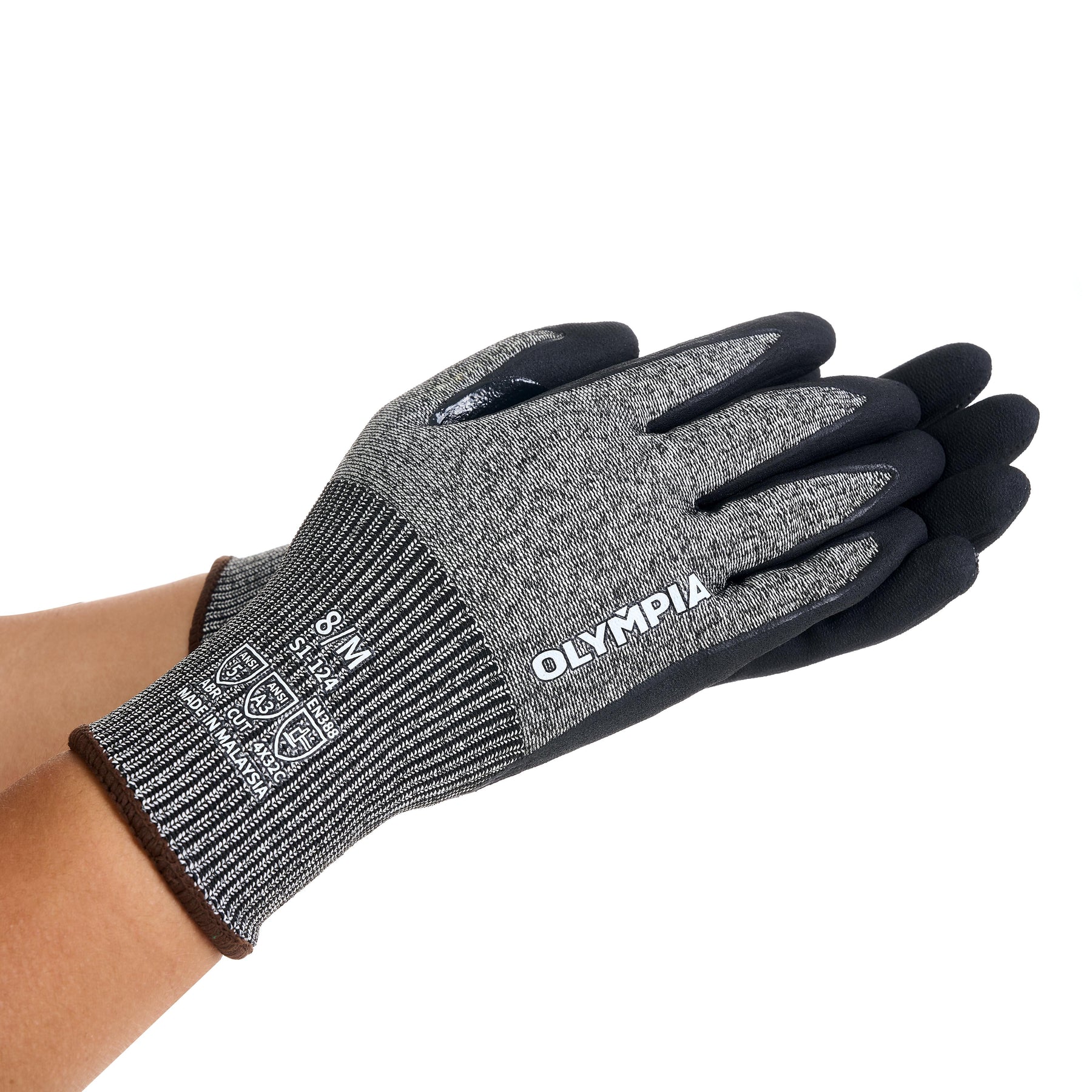 Knit Gloves, Size M, Foam, Gray / Black, Cut Level A3, Abrasion Level 5,