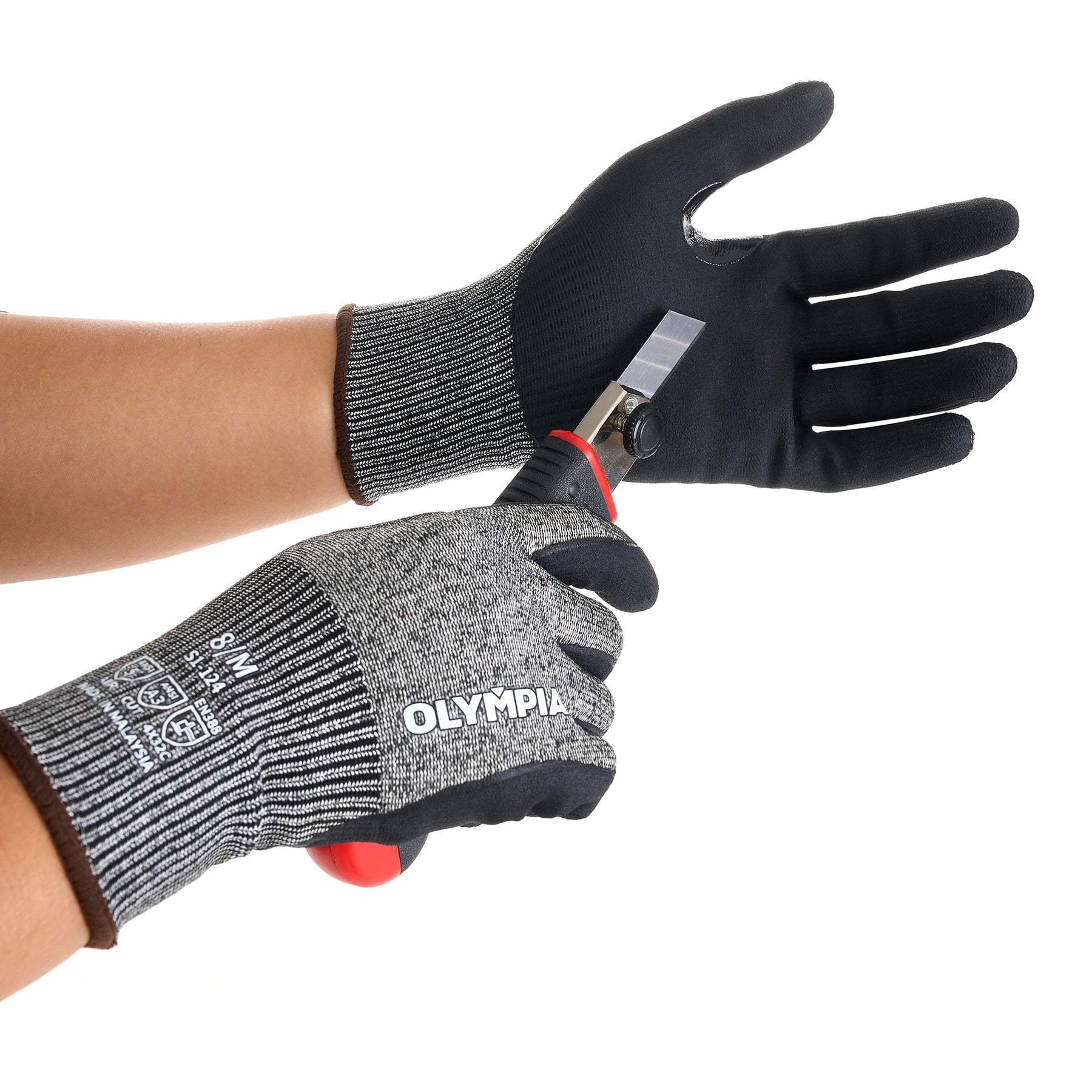 Knit Gloves, Size M, Foam, Gray / Black, Cut Level A3, Abrasion Level 5,