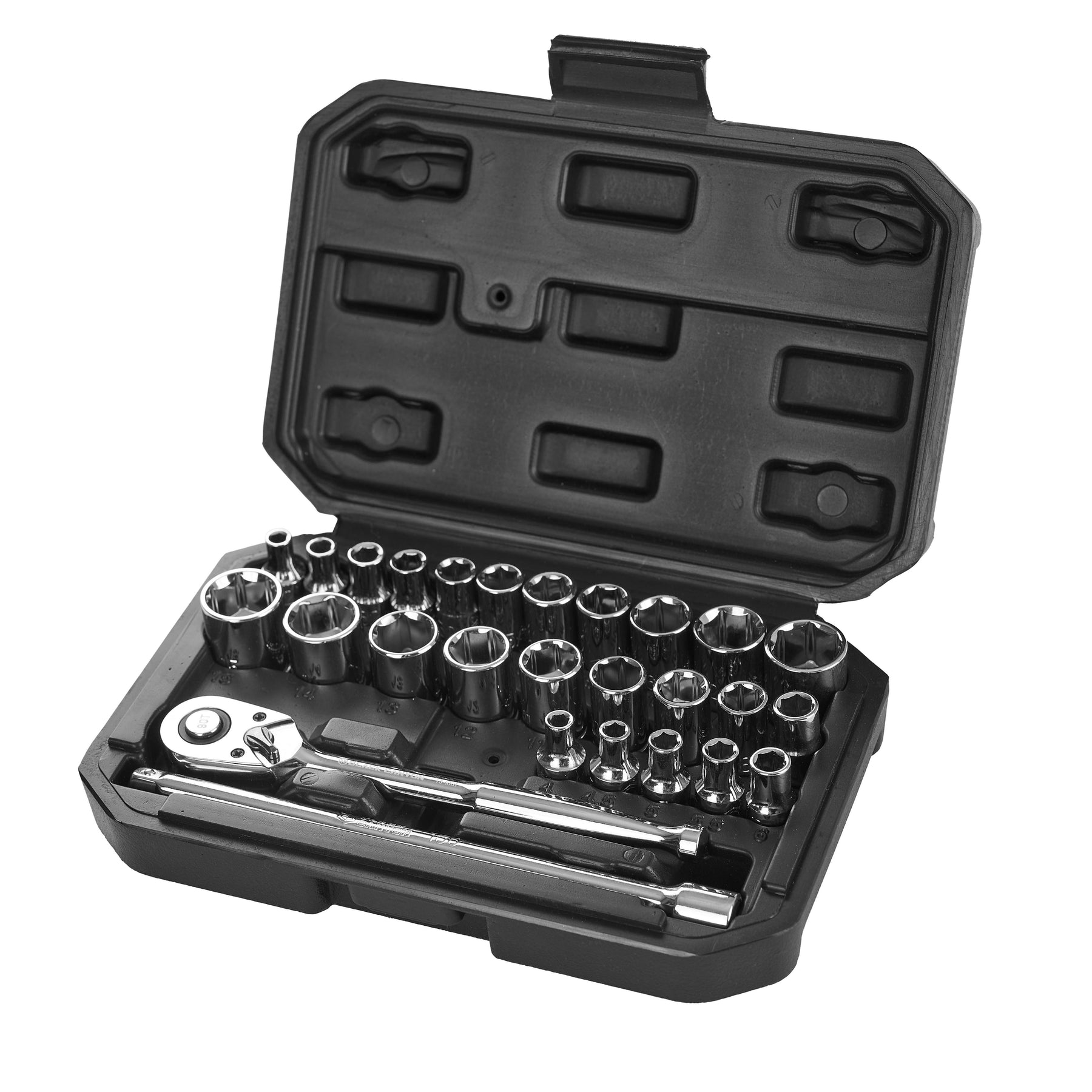 1/4 in Drive Standard Socket Set, 6-Point, Metric/SAE, 27 Piece