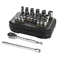1/4 in Drive Standard Socket Set, 6-Point, Metric/SAE, 27 Piece