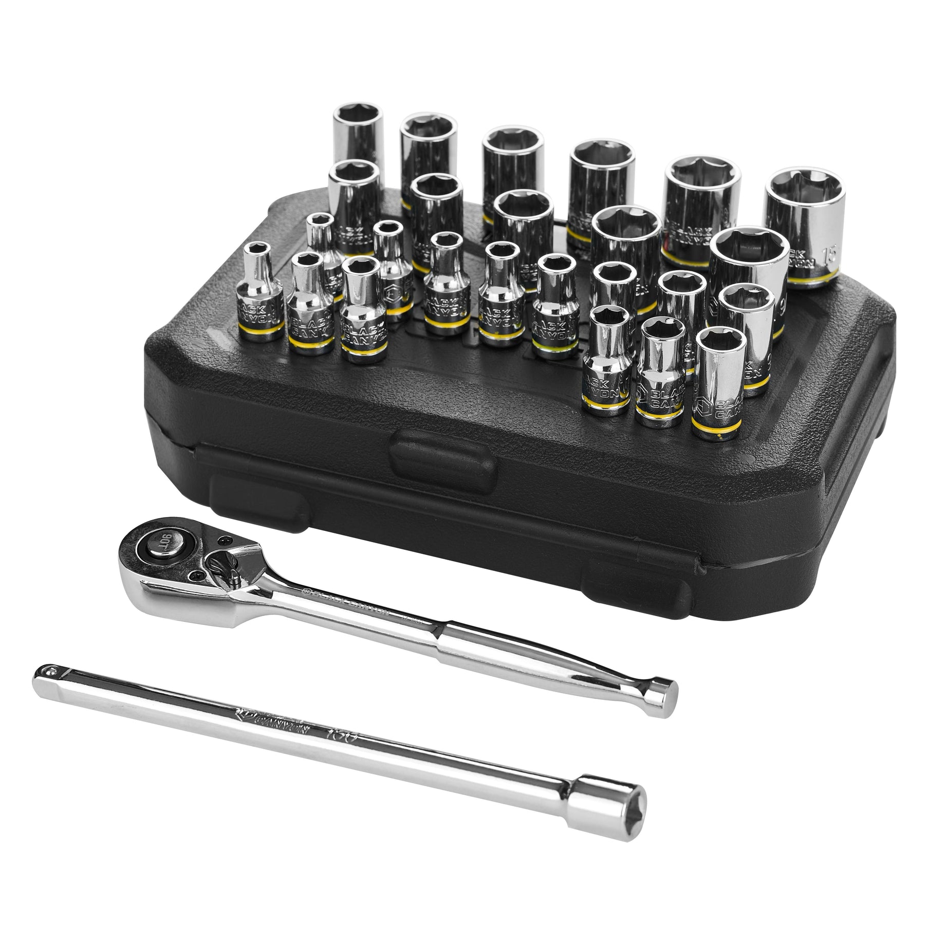 1/4 in Drive Standard Socket Set, 6-Point, Metric/SAE, 27 Piece