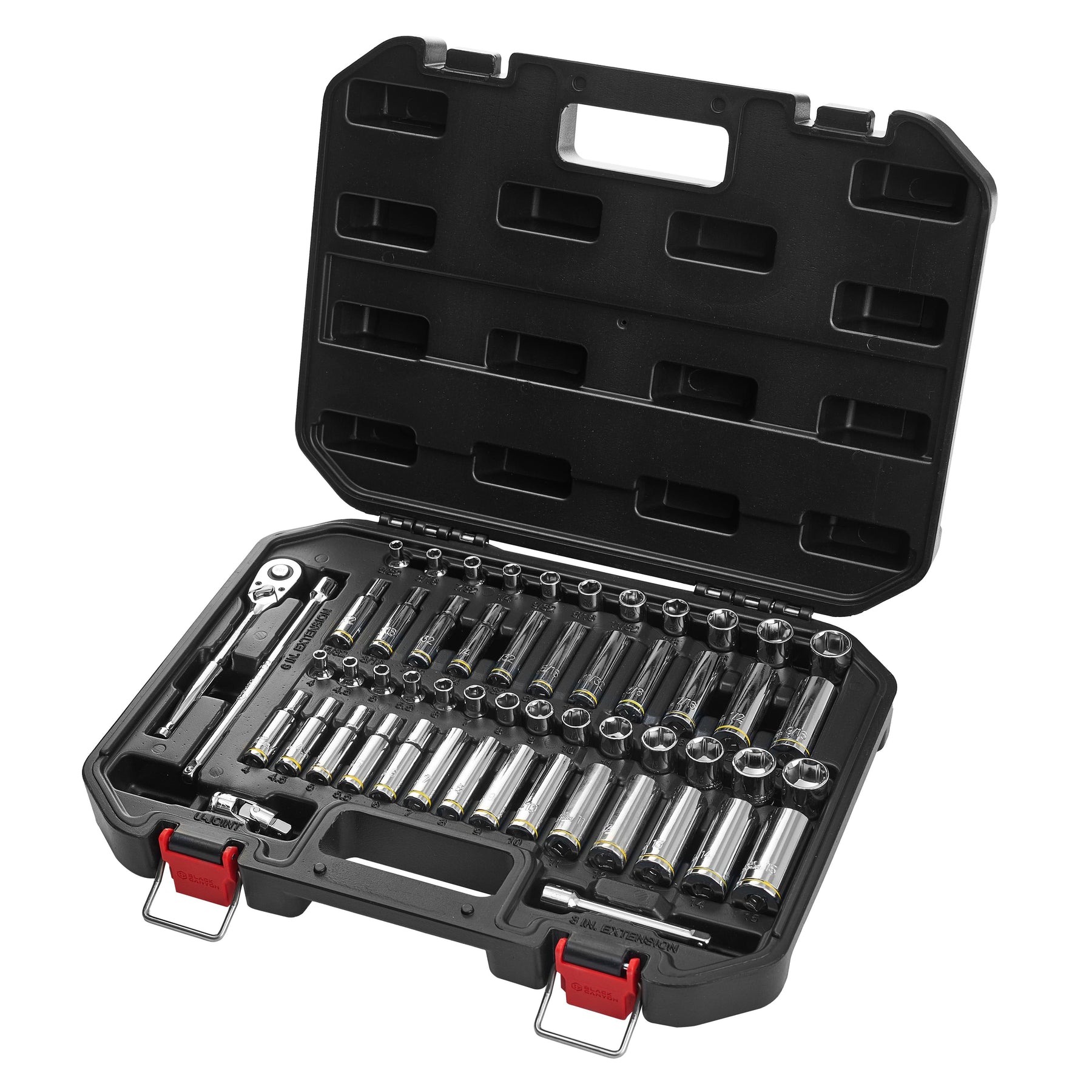 1/4 in Drive Standard Socket Set, 6-Point, Metric/SAE, 53 Piece