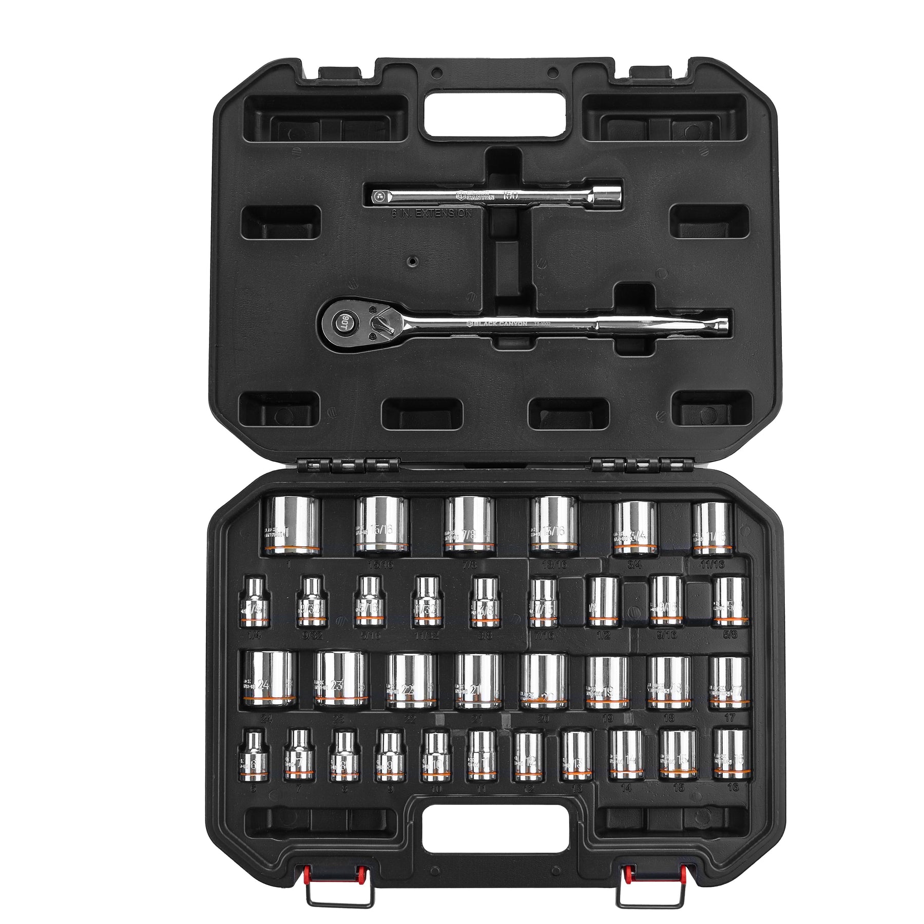 3/8 in Drive Standard Socket Set, 6-Point, Metric/SAE, 36 Piece